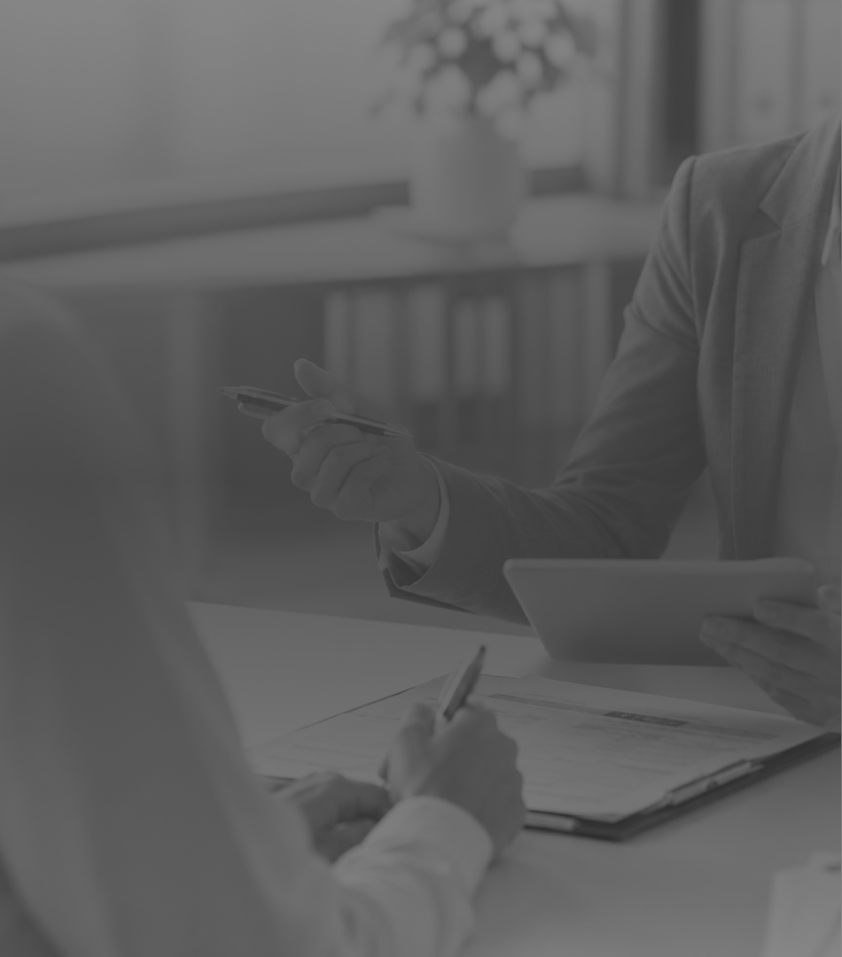 Pharmaceutical professionals discussing a consultation